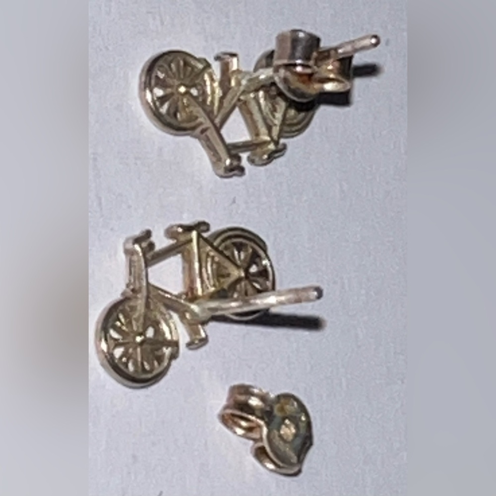 BIKE Sterling Silver Bicycle post studs dainty earrings cycle cyclist spokes